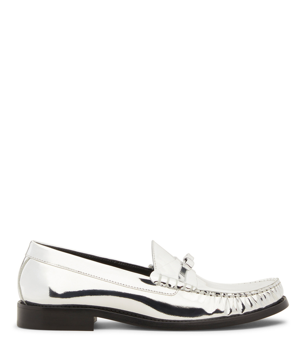  Stuart Weitzman Lottie Bow Loafer - Woman  Silver 37 