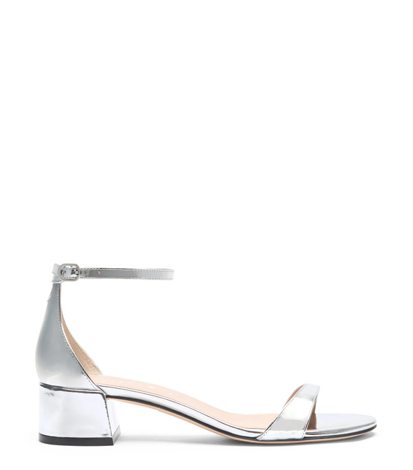  Stuart Weitzman Nudist Block 35 - Woman Sandals Silver 38.5 