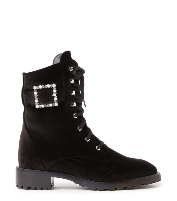  Stuart Weitzman Pearl Buckle Bootie - Woman  Black 36.5 