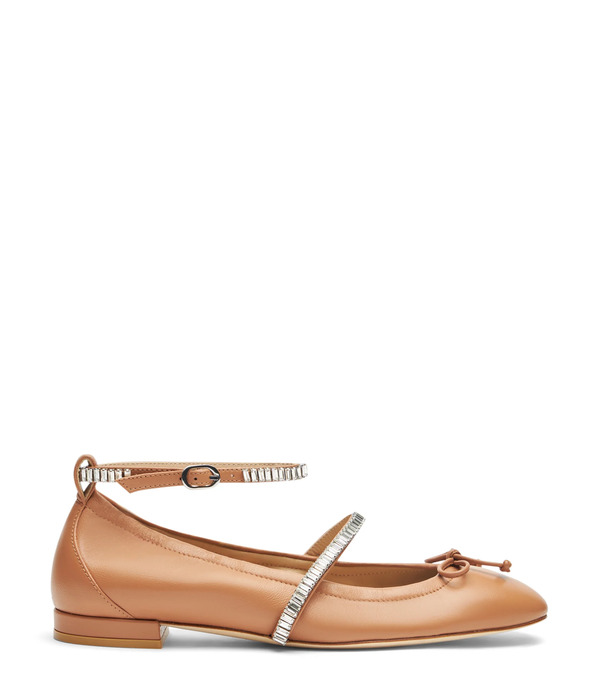  Stuart Weitzman Stefanie Ballet Flat - Woman  Tan/clear 39.5 