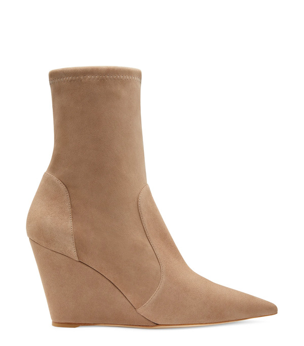  Stuart Weitzman Stuart Wedge 85 Sock Bootie - Woman  Cashmere 37.5 