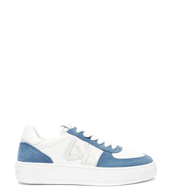  Stuart Weitzman Sw Courtside Monogram Sneaker - Woman Sneakers White/blue Steel 38 