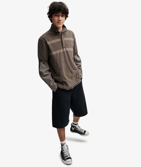  Bench X Superdry & Co Men's Bench Supersoft Logo Polo Shirt Dark Grey / Black Olive/ Chocolate Chip   Size: Xl 