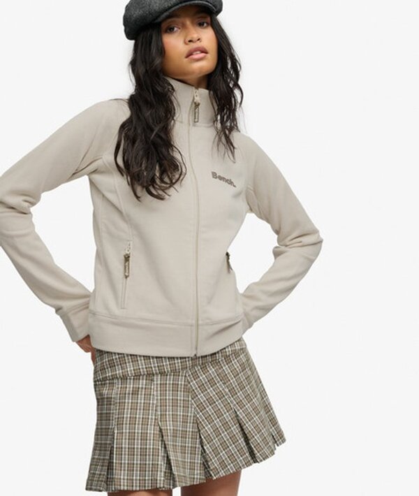  Bench X Superdry & Co Women's Bench High Neck Sweat Track Top Cream / Moonbeam/ Chocolate Chip   Size: S 