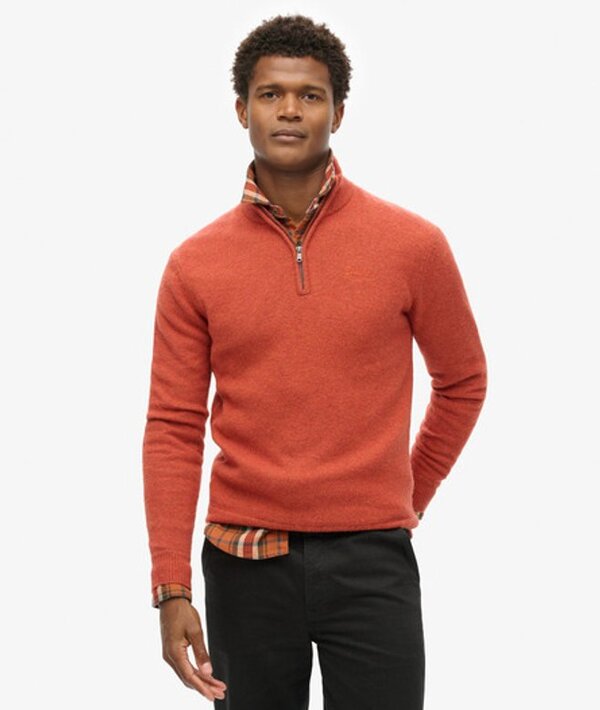  Superdry & Co Men's Essential Embroidered Knitted Half Zip Jumper Orange / Autumnal Orange   Size: Xl 