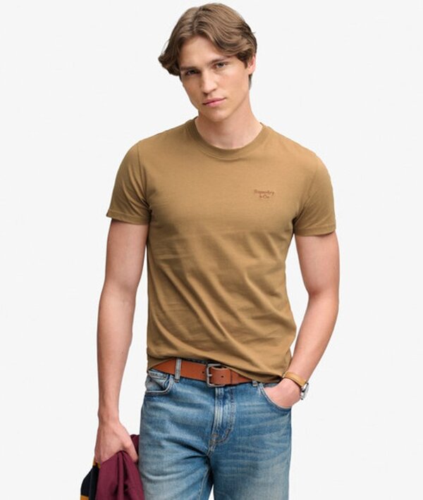  Superdry & Co Men's Essential Serif Logo Embroidered T Shirt Brown / Bronze Brown/dark Bronze   Size: Xxl 