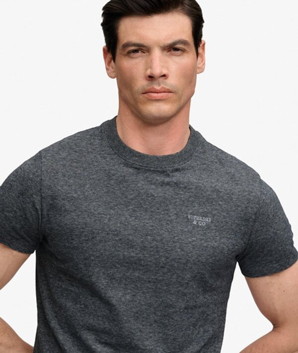  Superdry & Co Men's Essential Stacked Logo Embroidered T Shirt Navy / Eclipse Navy/grey Feeder/grey   Size: S 