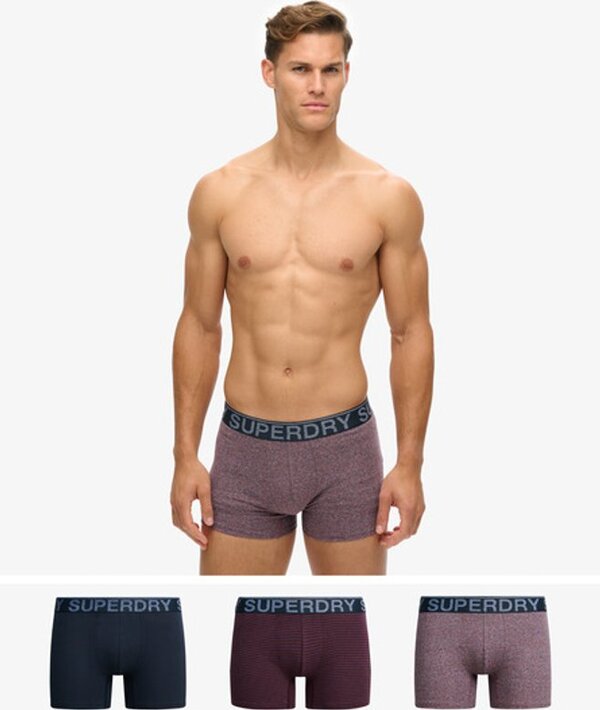  Superdry & Co Men's Organic Cotton Boxer Triple Pack Navy / Nvy/port Stripe/gry Mrl Feeder   Size: S 