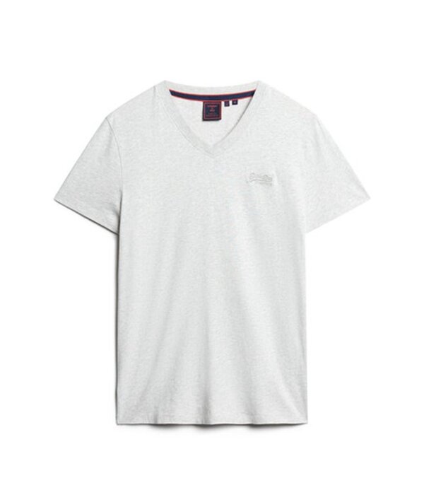  Superdry & Co Men's Organic Cotton Essential Logo V Neck T Shirt Light Grey / Glacier Grey Marl   Size: L 