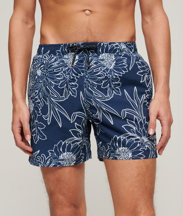  Superdry & Co Men's Printed 15 Inch Recycled Swim Shorts Blue/white / Blue Chrysanthemum Print   Size: M 