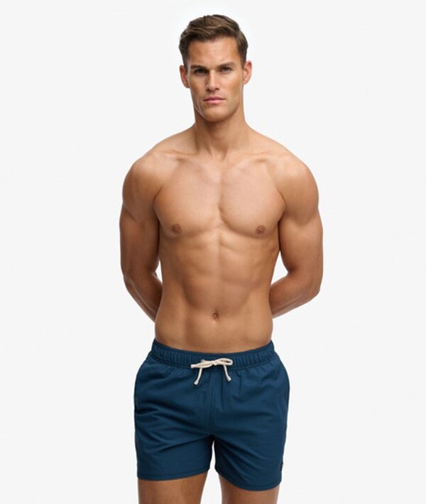  Superdry & Co Men's Seer Sucker 15 Inch Swim Shorts Dark Blue / Atlantic Navy/blue Bottle Stripe   Size: Xl 