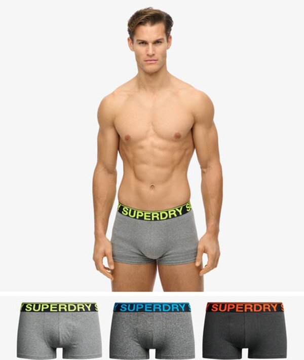  Superdry & Co Men's Trunk Triple Pack Grey / Karst Black Mega Grit/noos Grey Marl/asphalt Grey   Size: M 