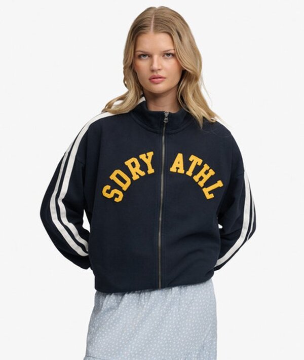 Superdry & Co Women's Athletic Essentials Applique Loose Zip Track Top Navy / Eclipse Navy   Size: 8 