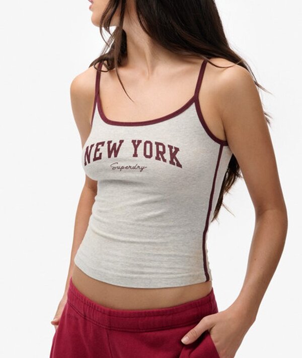 Superdry & Co Women's Athletic Essentials Branded Cami Top Light Grey / Glacier Grey Marl   Size: 16 