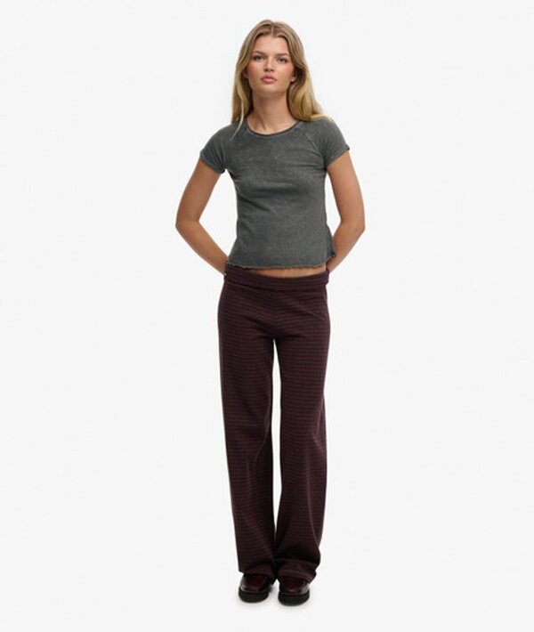  Superdry & Co Women's Athletic Essentials Fold Over Joggers Red / Port Red/charcoal Stripe   Size: 14 