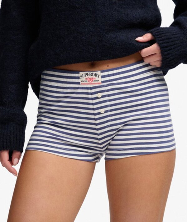  Superdry & Co Women's Athletic Essentials Jersey Pyjama Shorts Navy / Mariner Navy Stripe   Size: 10 