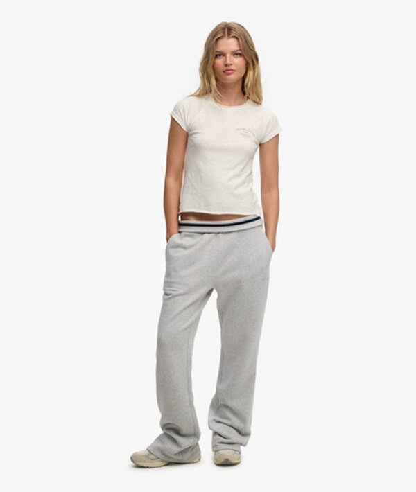  Superdry & Co Women's Athletic Essentials Logo Low Rise Flare Jogger Light Grey / Glacier Grey Marl   Size: 10 