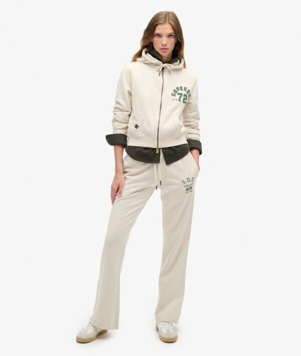  Superdry & Co Women's Athletic Essentials Low Rise Flare Joggers Cream / Turtledove Cream   Size: 14 