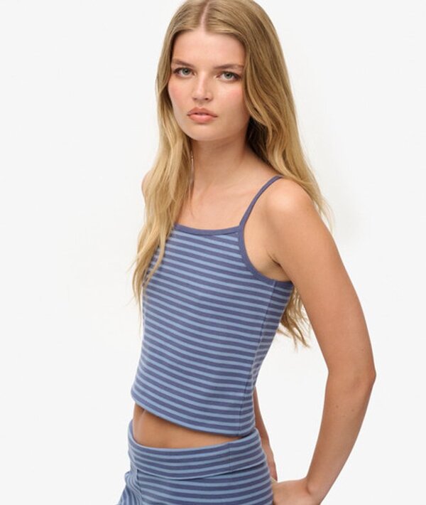  Superdry & Co Women's Athletic Essentials Stripe Cami Top Blue / Mariner Navy/tidal Blue Stripe   Size: 12 