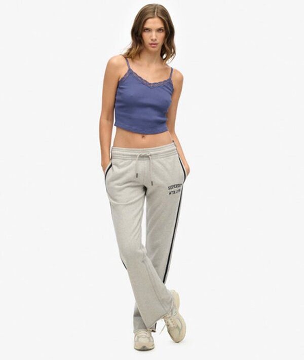  Superdry & Co Women's Athletic Essentials Stripe Flare Joggers Light Grey / Glacier Grey Marl   Size: 14 