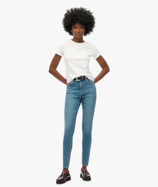  Superdry & Co Women's Cotton High Rise Skinny Denim Jeans Blue / Salem Mid Blue Organic   Size: 26/30 