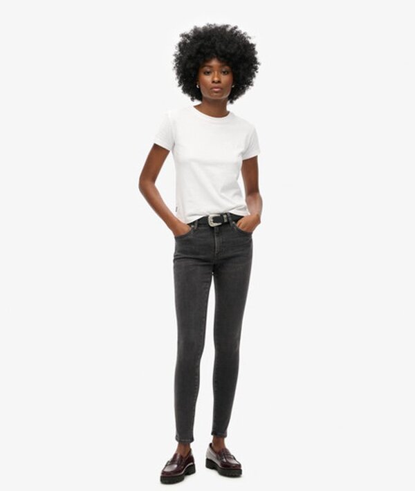  Superdry & Co Women's Cotton Vintage Mid Rise Skinny Jeans Black / Walcott Black Stone Organic   Size: 26/30 