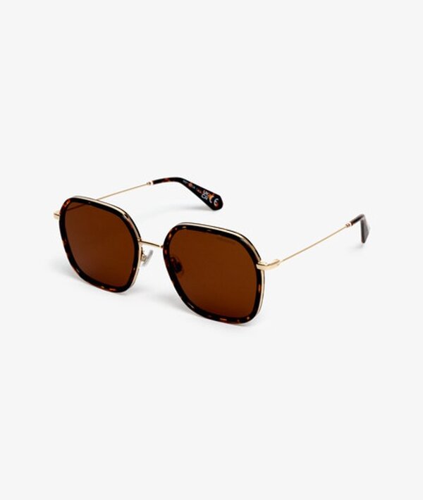  Superdry & Co Women's Framed Metal Square Sunglasses Brown / Tortoiseshell / Brown Lens   Size: 1size 