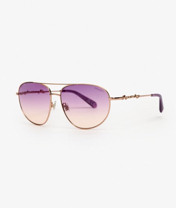  Superdry & Co Women's Gradient Lens Aviator Sunglasses Purple / Rose Gold / Purple Lens   Size: 1size 