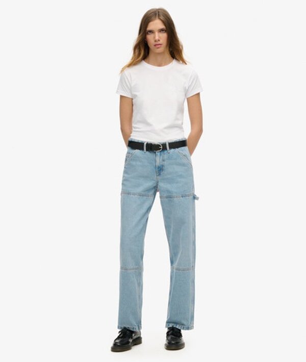  Superdry & Co Women's Mid Rise Denim Carpenter Jeans Light Blue / Beechwood Light Vintage   Size: 28/30 