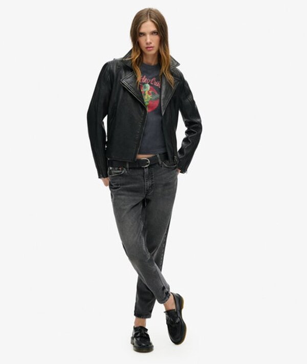  Superdry & Co Women's Motley Crue X Superdry & Co Cap Sleeve T Shirt Dark Grey / Mid Backstage Black   Size: 12 