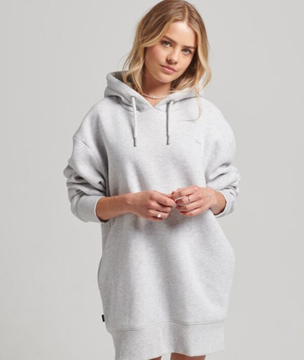  Superdry & Co Women's Organic Cotton Embroidered Logo Sweat Dress Light Grey / Glacier Grey Marl   Size: Xs/s 