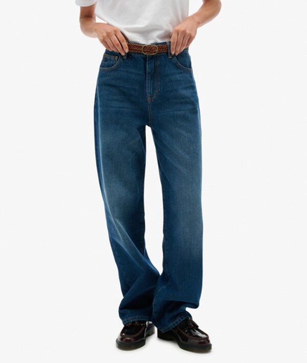  Superdry & Co Women's Organic Cotton High Rise Wide Leg Jeans Blue / Deep Indigo Denim   Size: 30/30 