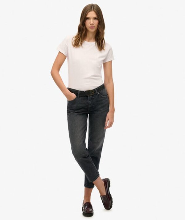  Superdry & Co Women's Organic Cotton Mid Rise Slim Jeans Black / Roseland Washed Black   Size: 26/32 