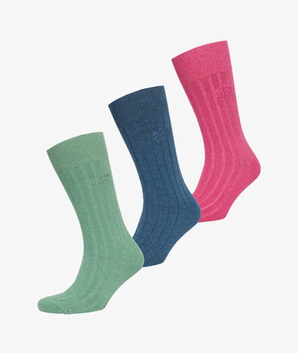  Superdry & Co Women's Organic Cotton Unisex Core Rib Crew Sock 3 Pack Pink / Cerise Marl   Size: Xs/s 