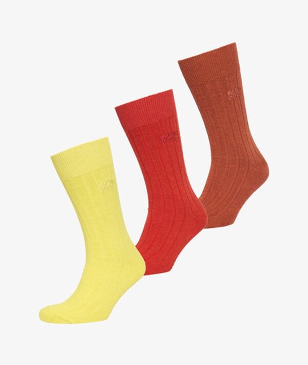  Superdry & Co Women's Organic Cotton Unisex Core Rib Crew Sock 3 Pack Yellow / Evening Primrose Marl   Size: S/m 