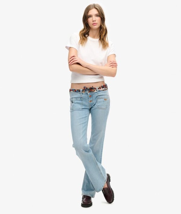  Superdry & Co Women's Organic Cotton Vintage Low Rise Slim Flare Jeans Blue / Heritage Mid Wash   Size: 30/32 