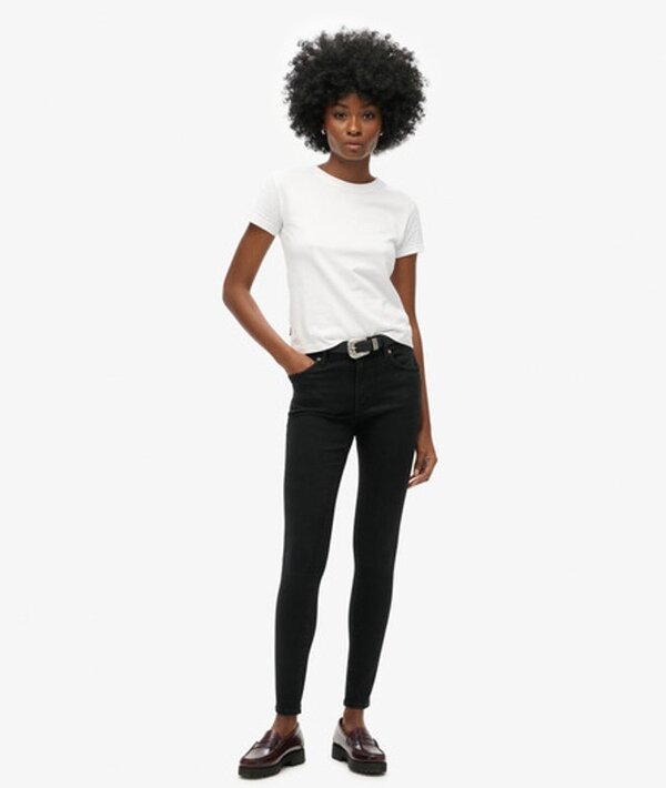  Superdry & Co Women's Organic Cotton Vintage Mid Rise Skinny Jeans Black / Black Rinse   Size: 26/32 