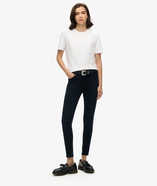  Superdry & Co Women's Organic Cotton Vintage Mid Rise Skinny Jeans Black / Viper Blue Black   Size: 32/32 