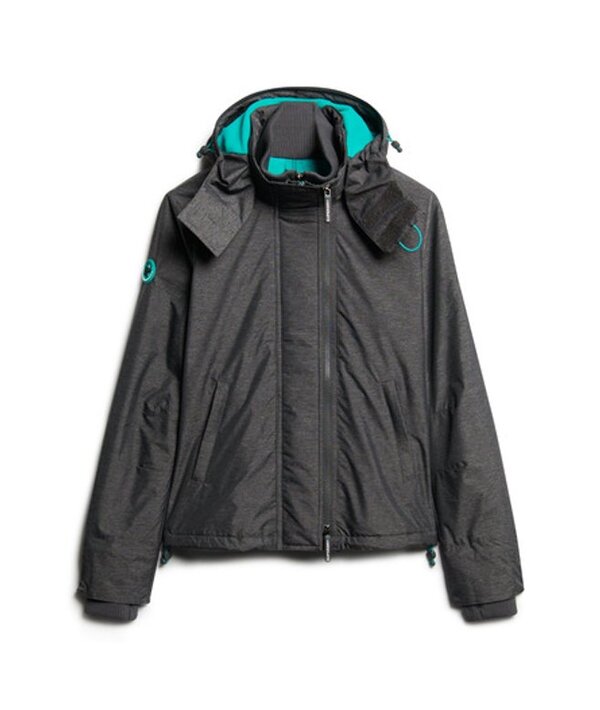  Superdry & Co Women's Pop Zip Hooded Arctic Sd Windcheater Jacket Dark Grey / Mid Charcoal Marl/ Cool Green   Size: 10 