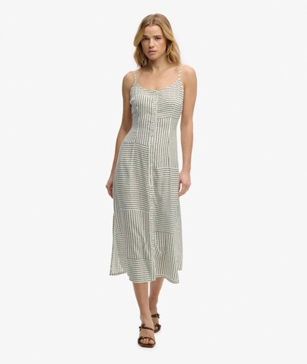  Superdry & Co Women's Print Button Down Cami Midi Dress White / Off White Dot Invert Row Print   Size: 6 