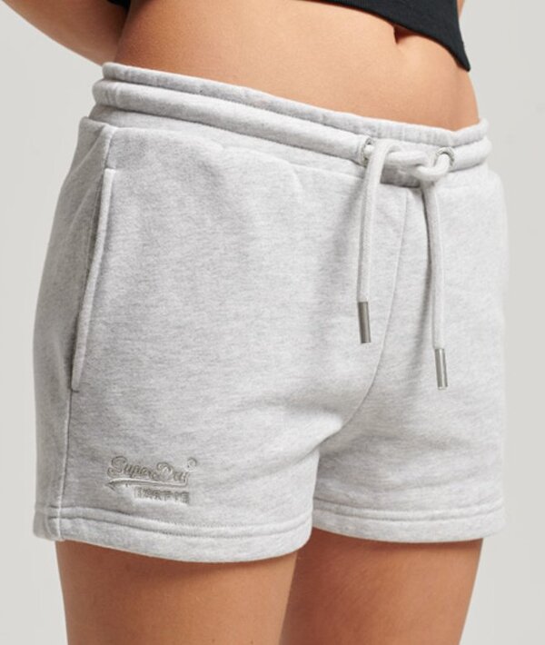  Superdry & Co Women's Vintage Logo Embroidered Jersey Shorts Light Grey / Glacier Grey Marl   Size: 12 