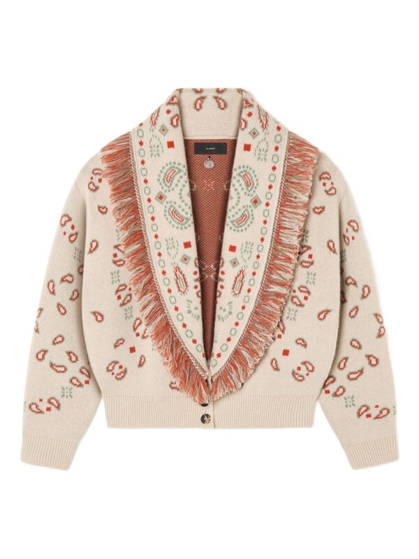  Alanui Alanui Bandana Jacquard Cashmere And Wool Cardigan 
