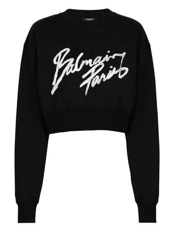  Balmain Balmain Logo Cropped Sweatshirt 