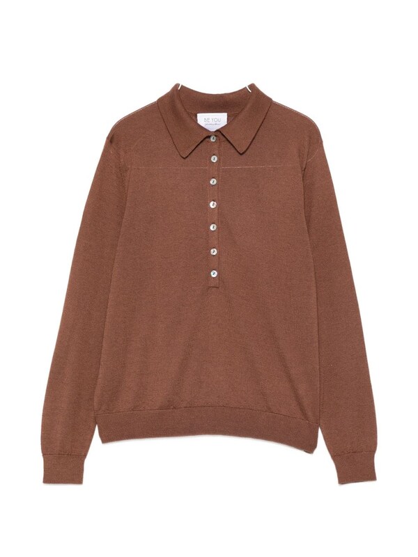  Beyou Beyou Cashmere And Silk Polo Sweater 