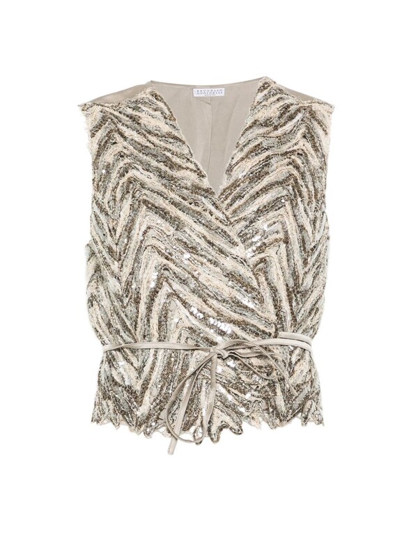  Brunello Cucinelli Brunello Cucinelli Embroidered Silk Vest 