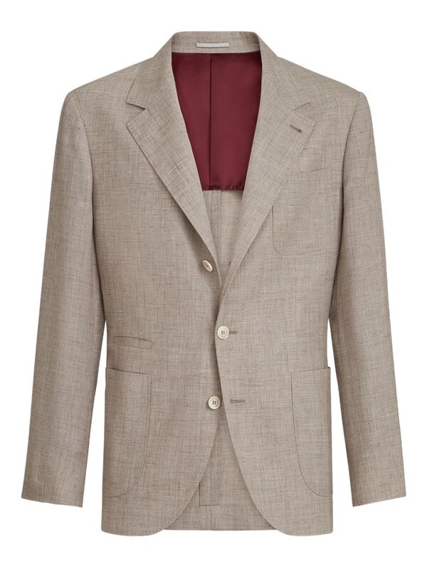  Brunello Cucinelli Brunello Cucinelli Linen And Silk Single-breasted Jacket 