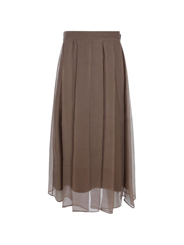  Brunello Cucinelli Brunello Cucinelli Silk Midi Skirt 