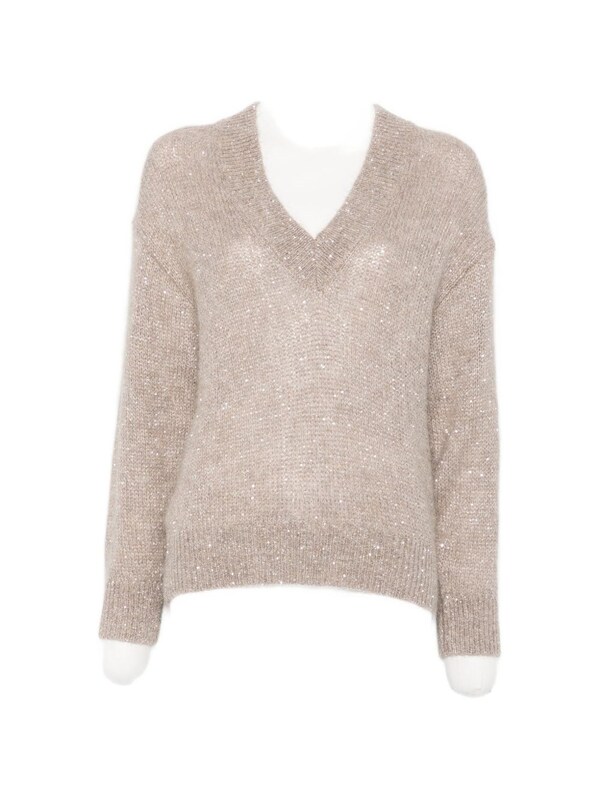  Brunello Cucinelli Brunello Cucinelli Wool Blend V-necked Sweater 