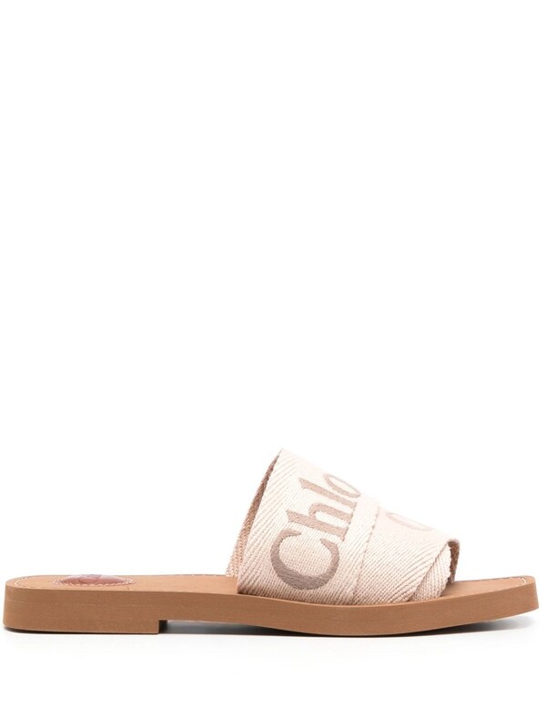  Chloé Chloé Woody Linen Flat Sandals 