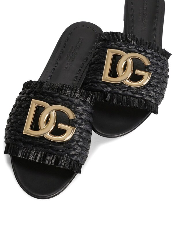  Dolce & Gabbana Dolce & Gabbana Dg Logo Rafia Flat Sandals 